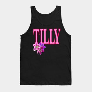 Top 10 best personalised gifts  -  first name Tilly, Mathilda, Mathilde, preppy personalised,personalized name with painted lilies Tank Top